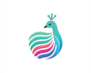 Colorful Peacock bird logo design icon vector illustration. Animal bird template.