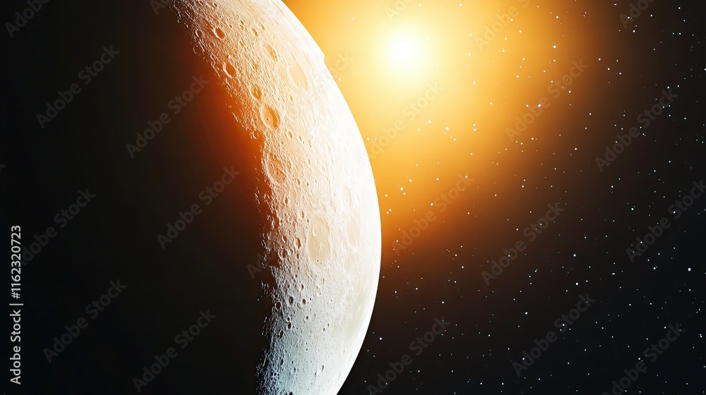 Poster exploring ganymede, the largest moon of jupiter, in a stunning solar backdrop