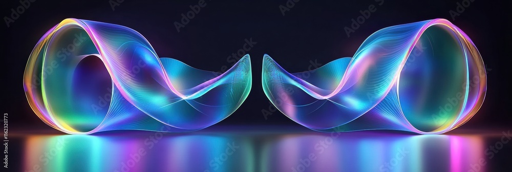Aufkleber colorful 3d abstract sound waves representing music and harmony in vibrant neon tones and graceful c