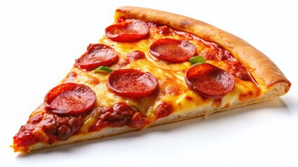 Delicious Pepperoni Pizza Slice with Stretching Cheese - Mouthwatering Close-Up
