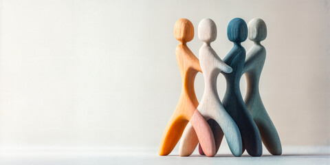 4 figurines en bois représentant des personnes imbriquées