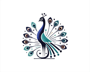 Fototapeta premium Colorful Peacock bird logo design icon vector illustration. Animal bird template.