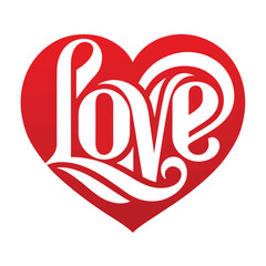 Bold 'Love' Vector with Heart Shape Design