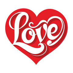 Bold 'Love' Vector with Heart Shape Design