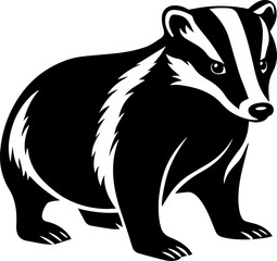 Stylized Black Silhouette of a Badger - Vector Icon Illustration
