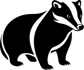 Stylized Black Silhouette of a Badger - Vector Icon Illustration