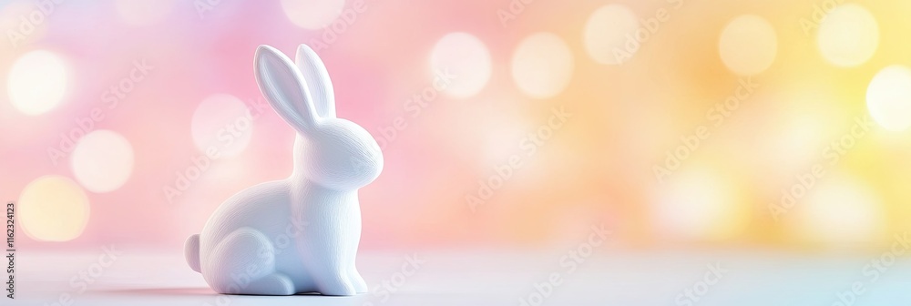 Aufkleber charming pastel bunny silhouette cutout adds whimsy to a serene gradient backdrop