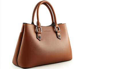 
brown woman's handbag isolated on white background , luxury lady's bag , Fashion Ladies Accessories , Leather Satchel