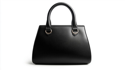 Naklejka premium black woman's handbag isolated on white background , luxury lady's bag , Fashion Ladies Accessories , Leather Satchel 