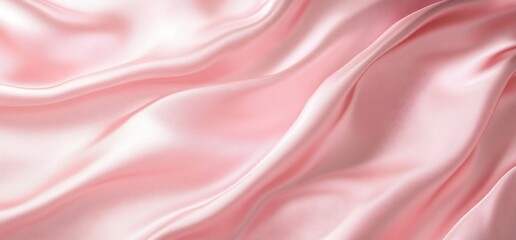 Obraz premium A smooth, flowing pink satin fabric creating an elegant texture.