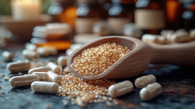 Psyllium husk fiber supplement for digestive health, natural and organic wellness aid