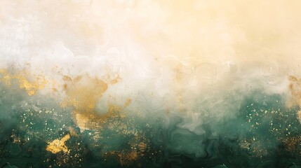 Obraz premium A seamless gradient blending emerald green, soft gold, and creamy white, creating a vibrant, elegant, and warm background with a smooth and inviting transition of colors.