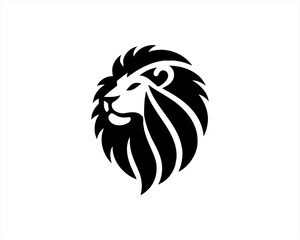 Lion logo design vector illustration. Simple silhouette.Flat style. Logo design template. Animal logotype concept.