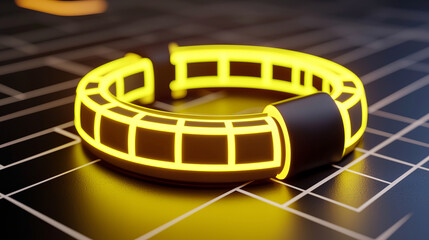 Obraz premium glowing futuristic wearable device with sleek design on grid patterned surface