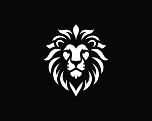 Obraz premium White Color Lion Head Logo Design Vector Template.