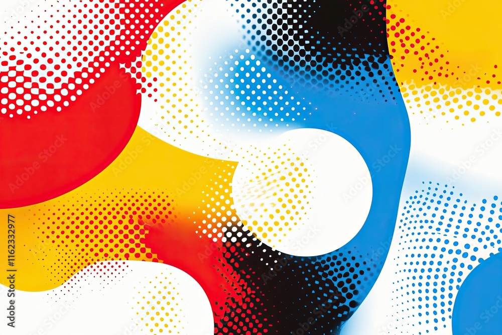 Poster colorful and vibrant minimalist fractal illusion with a pop art twist in abstract design