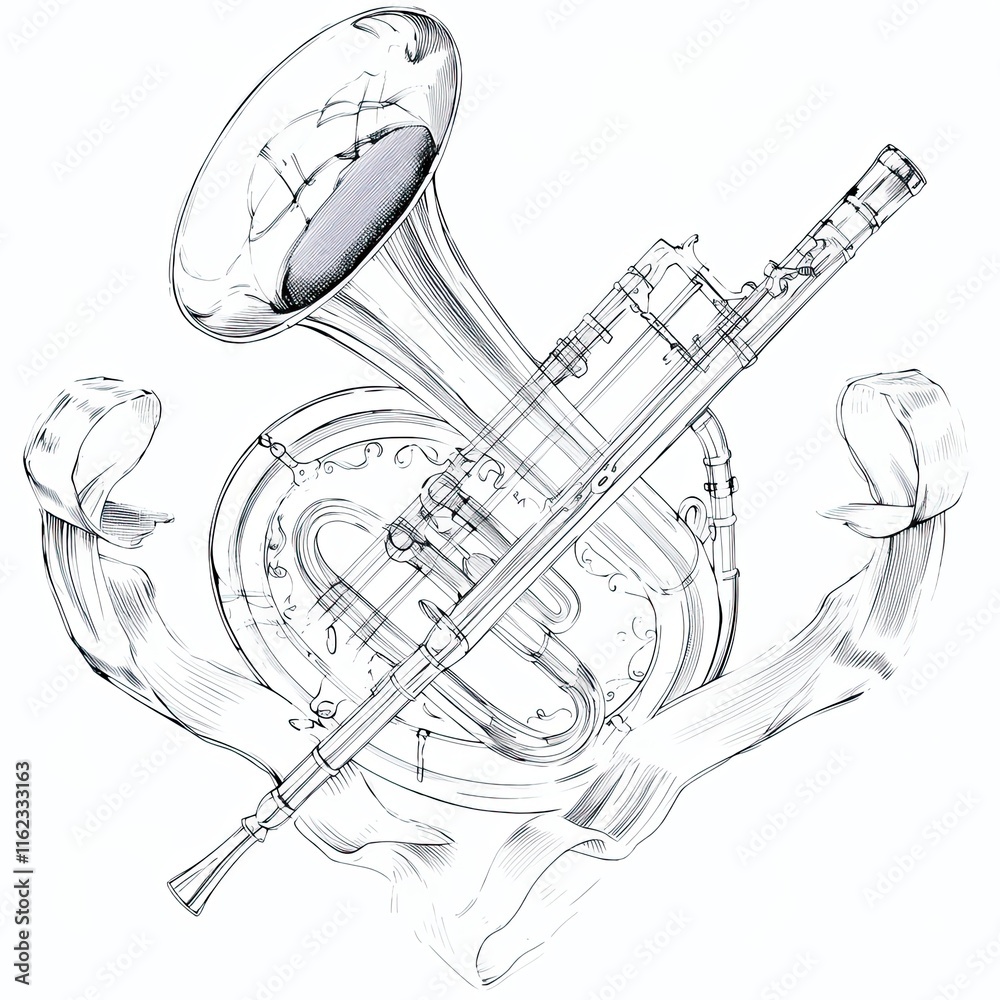 Aufkleber unique fusion of musical instruments inspires creativity in artistic design and music