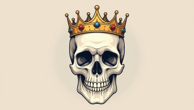 Crowned skull showcases a blend of elegance and eeriness in artistic expression