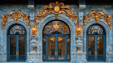 Obraz premium Ornate entrance featuring intricate design and decorative elements.