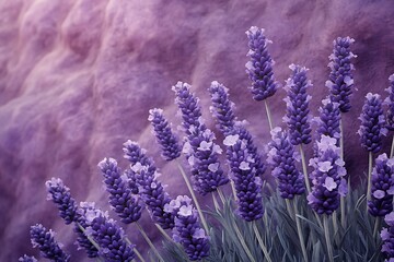 Purple Lavender Blooms Against a Textured Purple Background