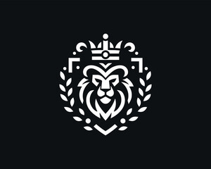 King Lion Head Logo Design Vector Template.