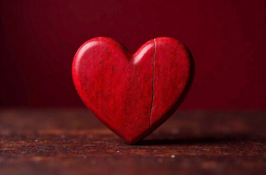 Red wooden heart. Celebration concept