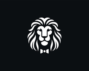 White Color Lion Head Logo Design Vector Template.