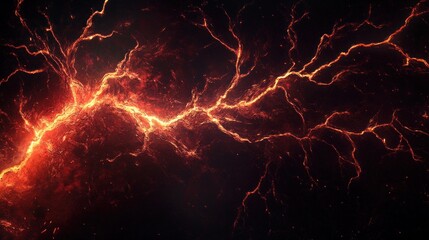 Obraz premium Fiery electric crackles across a dark, textured background.