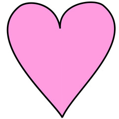 Flat illustration cartoon love heart in pink