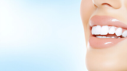 Fototapeta premium Bright white smile reflecting confidence and health in a tranquil setting