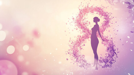 Elegant Woman Silhouette with Floral 8 on International Women's Day