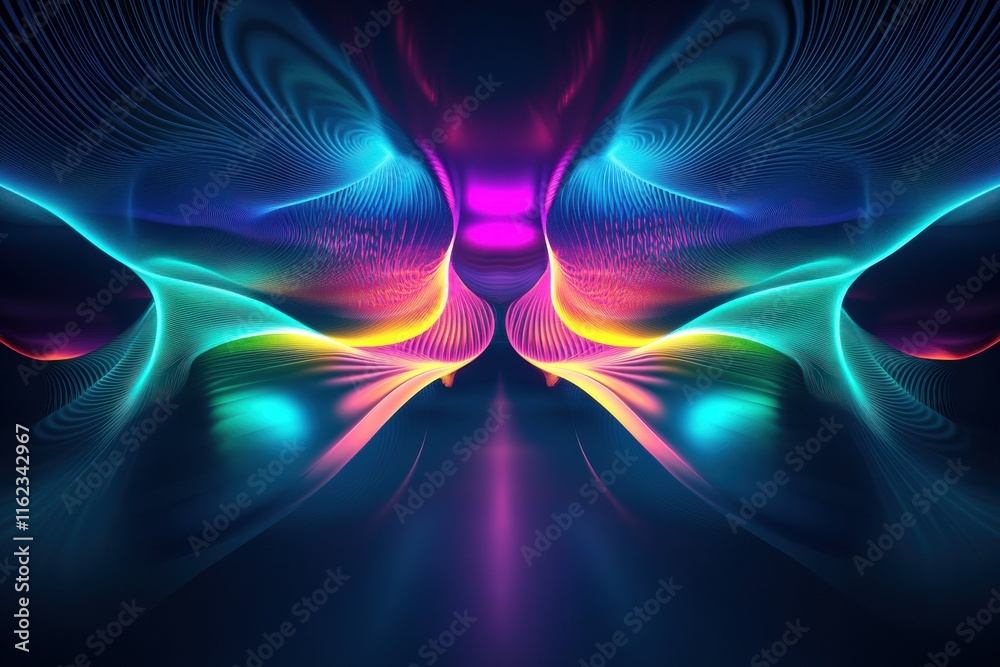 Leinwandbilder Vibrant 3D abstract sound waves in a mesmerizing blend of colors and shapes. Generative AI