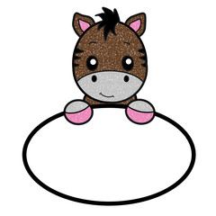 Zebra cartoon character name label icon