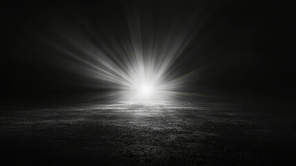 Obraz premium Radiant Light Source Shining in the Center of Darkness with Dramatic Rays