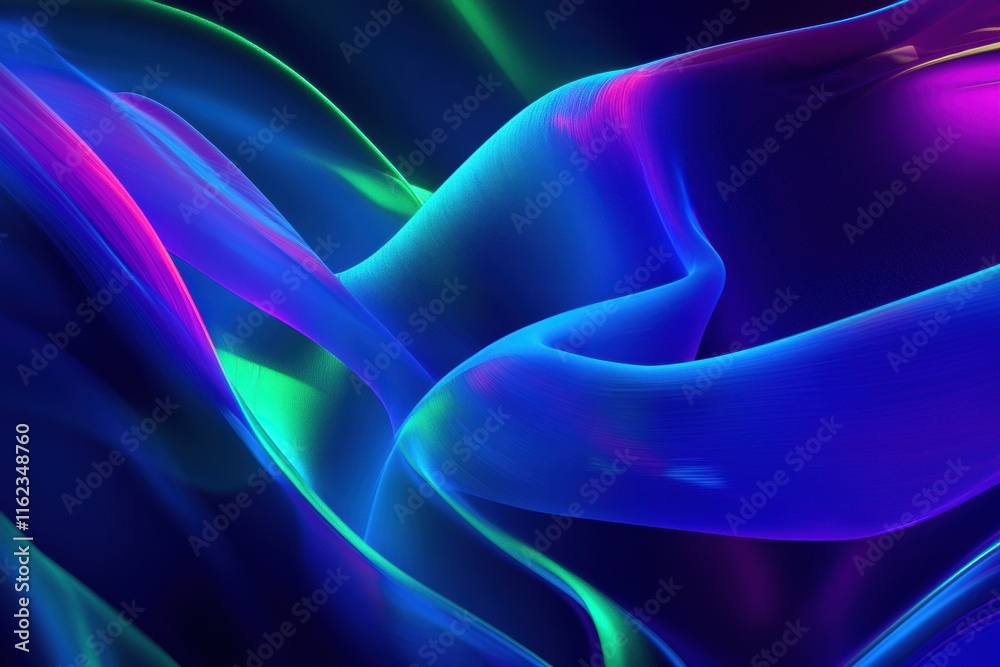 Aufkleber Vibrant exploration of abstract sound waves creating a dynamic visual melody in a 3D design. Generative AI