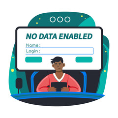 A flat illustration of a character facing login dashboard error 