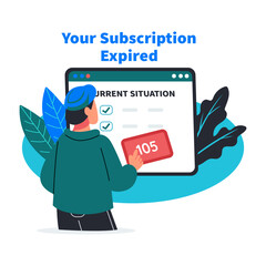 Subscription expired illustration of a character in flat style 