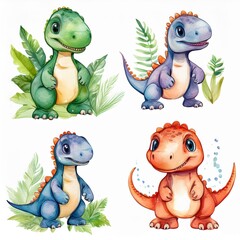 Obraz premium watercolor, little dinosaur.