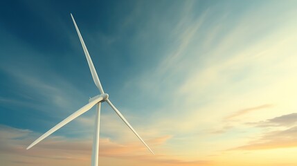 Fototapeta premium close-up of wind turbine against dramatic sky sleek white blades contrasting with vibrant clouds showcasing clean energy