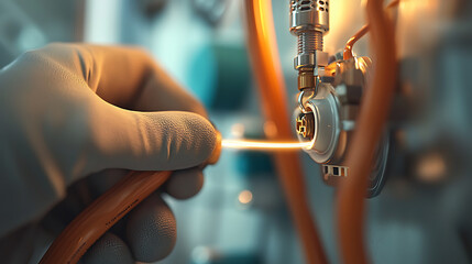 technician connecting fiber optic cable with precision and care