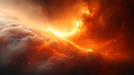 Fototapeta premium Fiery nebula cosmic cloudscape.