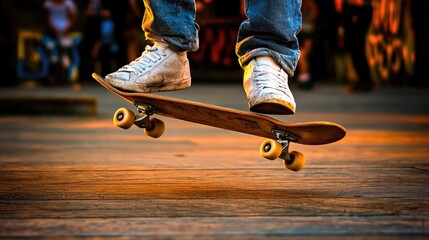 Skateboarding tricks in urban skate park action photography dynamic environment close-up viewpoint