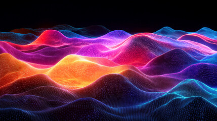 Obraz premium Colorful wave patterns illuminated in vibrant hues with a futuristic design effect