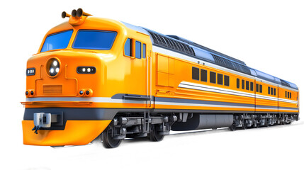 Modern Orange Diesel Locomotive Train Speeding on Railway Tracks