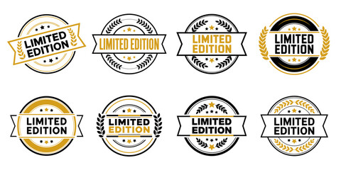 Vintage-style vector badges and labels with text "Limited Edition" collection on white background. Retro, premium quality, exclusive product concepts. For packaging, branding, advertising, e-commerce