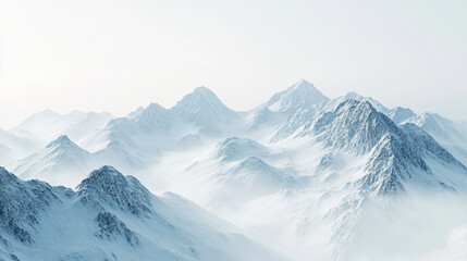 Obraz premium Snowy mountain peaks under a cloudy sky in wintertime landscape