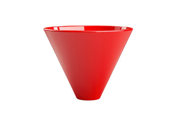 A vibrant red cone-shaped bowl with a glossy finish, showcasing a modern design.