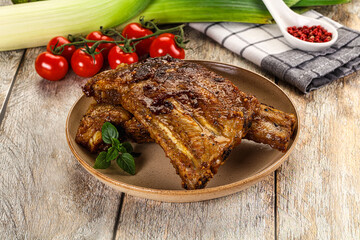 Tasty roasted pork ribs with spices