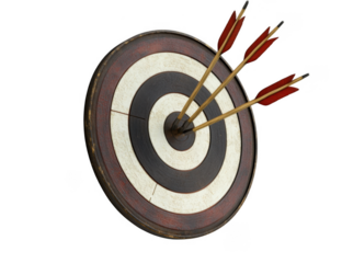 Dart and target. Isolated. Success. 3d illustration
