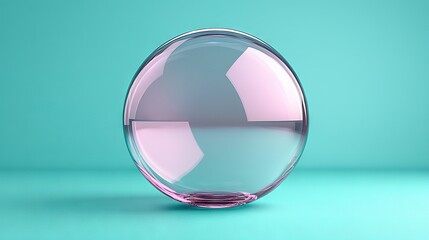   A close-up of an egg-shaped object on a blue background shows its reflection from within
